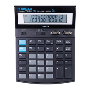 Kalkulator biurowy DONAU TECH K-DT4120-01 12-cyfrowy czarny - Kalkulatory - miniaturka - grafika 1