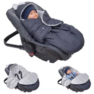 Śpiworki dla dzieci - Culbaby, Śpiworek Myszka do nosidła fotelika gondoli ortalion grafit minky szary - miniaturka - grafika 1