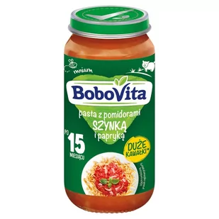 BoboVita Pasta z pomidorami szynką i papryką po 15 miesiącu 250 g - Dania dla dzieci - miniaturka - grafika 1
