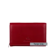 Portfele - Czerwony portfel damski z grawerem skórzany Canaletto PD1225Cs165 GR RFIDPS - miniaturka - grafika 1
