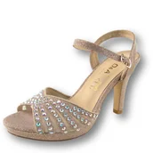 Sandały damskie - Sandały damskie szpilki S.Barski 1038 champage - miniaturka - grafika 1