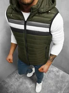 Kamizelki męskie - Kamizelka męska pikowana z kapturem zielona OZONEE N/7107/3 - Ozonee - miniaturka - grafika 1