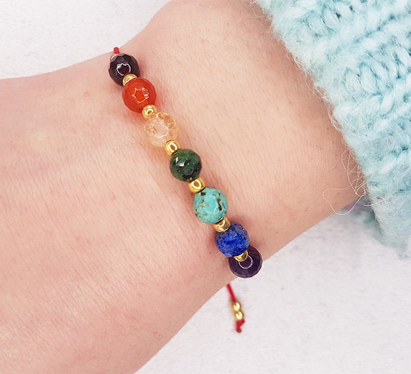 Bransoletka 7 CZAKR - czakramy. Kamienie NATURALNE - równowaga energetyczna