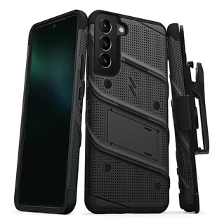 Zizo Bolt Bundle Pancerne Etui do Samsung Galaxy S22+ Plus ze Szkłem na Ekran + Uchwyt z Podstawką (Black & Black) BOLT-SAMGS22PL-BKBK - Etui i futerały do telefonów - miniaturka - grafika 2