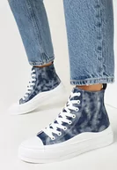 Trampki damskie - Granatowe Trampki za Kostkę Stylizowane na Jeansowe Zoriva - miniaturka - grafika 1