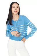 Swetry damskie - Trendyol Damski sweter z okrągłym dekoltem w paski, niebieski, M, NIEBIESKI, M - miniaturka - grafika 1