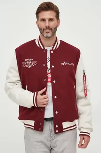Alpha Industries kurtka bomber Varsity Air Force Jacket męski kolor bordowy przejściowa - Kurtki męskie - miniaturka - grafika 1