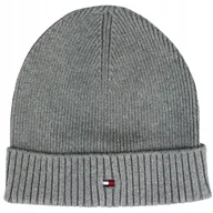 Czapki damskie - Tommy Hilfiger czapka zimowa beanie szary rozmiar uniwersalny - miniaturka - grafika 1
