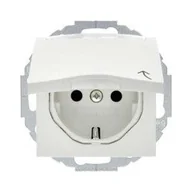 Gniazdka elektryczne - B. Gniazdo Schuko z klapką i z przesłonami styków biały Berker - miniaturka - grafika 1