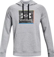 Bluzy męskie - Under Armour Bluza męska Under Armour UA Rival Flc Graphic Hoodie szara 1370349 011 2XL - miniaturka - grafika 1
