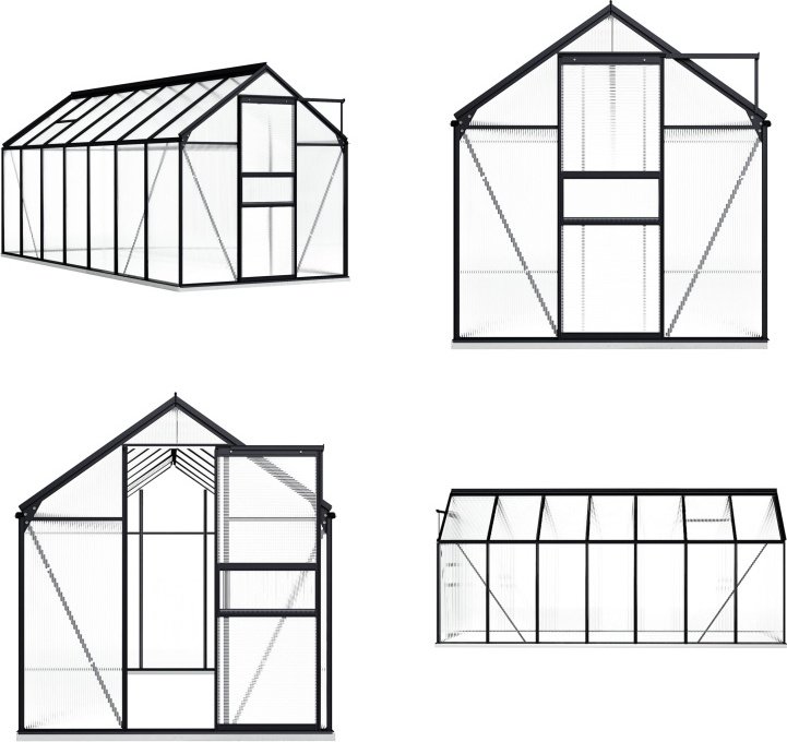vidaXL Szklarnia z podmurówką antracyt aluminium 8,17 m² - Szklarnia - Szklarnie - Szklarnie - Szklarnie