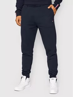 Tommy Hilfiger Spodnie dresowe Essentials Logo Terry MW0MW24876 Granatowy Regular Fit - Spodnie sportowe męskie - miniaturka - grafika 1