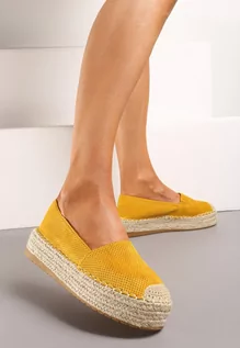 Espadryle damskie - Żółte Klasyczne Wsuwane Espadryle z Plecionką Wokół Podeszwy Gemelle - grafika 1