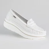 Mokasyny damskie - Mokasyny damskie skóra GOODIN GD-FL6076 białe lekkie klasyczne 37 - miniaturka - grafika 1