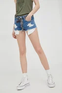 Spodenki damskie - Superdry Superdry szorty jeansowe damskie z aplikacją medium waist - miniaturka - grafika 1