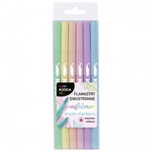 Derform Flamastry dwustronne pastelowe 6 kolorów Brush Kidea - - Flamastry - miniaturka - grafika 1