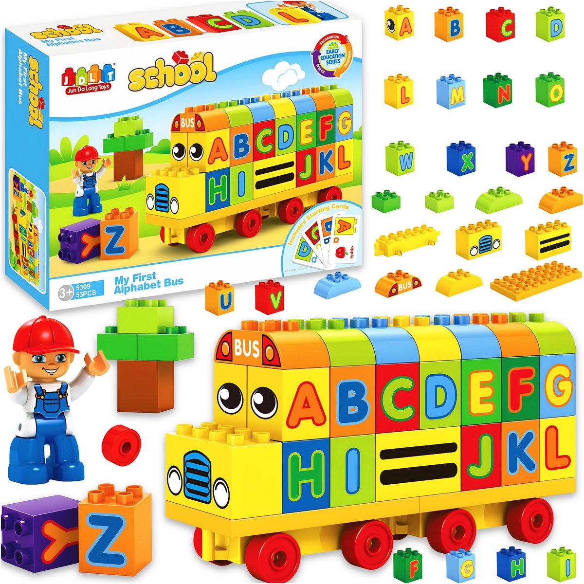 KLOCKI KONSTRUKCYJNE ZESTAW EDUKACYJNY AUTOBUS 53 EL. DLA DZIECI NA PREZENT