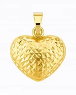 Wisiorki - DAMSKA ZŁOTA ZAWIESZKA DIAMENTOWANE WYPUKŁE SERDUSZKO SERCE 585 14KT - miniaturka - grafika 1