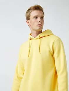 Koton Męska bluza z kapturem Basic Hoodie Long Sleeved, Żółty (182), M - Bluzy męskie - miniaturka - grafika 1