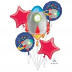 Balony i akcesoria - Amscan Balon foliowy "Rakieta Blast Off" zestaw 39479 - miniaturka - grafika 1