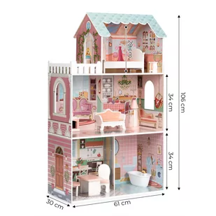 Duży domek dla lalek z kompletem mebelków ECOTOYS - Domki dla lalek - miniaturka - grafika 9