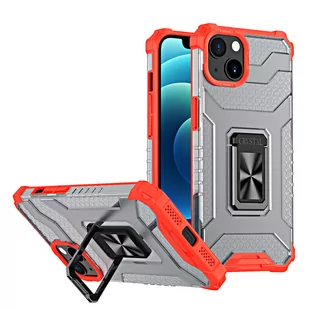 Crystal Ring Case pancerne hybrydowe etui pokrowiec + magnetyczny uchwyt iPhone 12 mini czerwony - Etui i futerały do telefonów - miniaturka - grafika 1