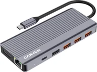 Akcesoria do komputerów stacjonarnych - CANYON hub DS-16 13in1 4k USB-C Grey - miniaturka - grafika 1