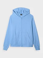 Bluzy sportowe damskie - Damska bluza dresowa rozpinana z kapturem 4F 4FWMM00TSWSF1763 - niebieska - miniaturka - grafika 1