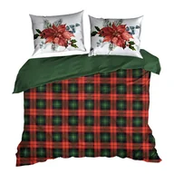 Pościel - Pościel świąteczna 160 x 200 cm Karmen flanela czerwono-zielona - miniaturka - grafika 1