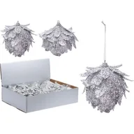 Bombki - Bombka styropianowa z piórami srebrna 8 cm - miniaturka - grafika 1