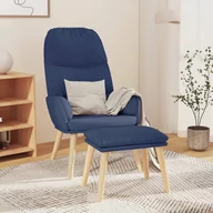Fotele - Lumarko Fotel z podnóżkiem, niebieski, obity tkaniną! - miniaturka - grafika 1