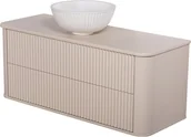 Szafki łazienkowe - Szafka łazienkowa wisząca ryflowane fronty z umywalką LILIA 120 cm piaskowy mat z umywalką Gante - miniaturka - grafika 1