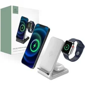 Ładowarki do telefonów - Ładowarka indukcyjna TECH-PROTECT QI15W-A20 3w1 Wireless Biały - miniaturka - grafika 1