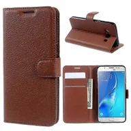 Etui i futerały do telefonów - Dla Samsung Galaxy J5 (2016) J510 z regulowanym stojakiem Etui na telefon Litchi Grain Wallet Leather Prote Brown - miniaturka - grafika 1