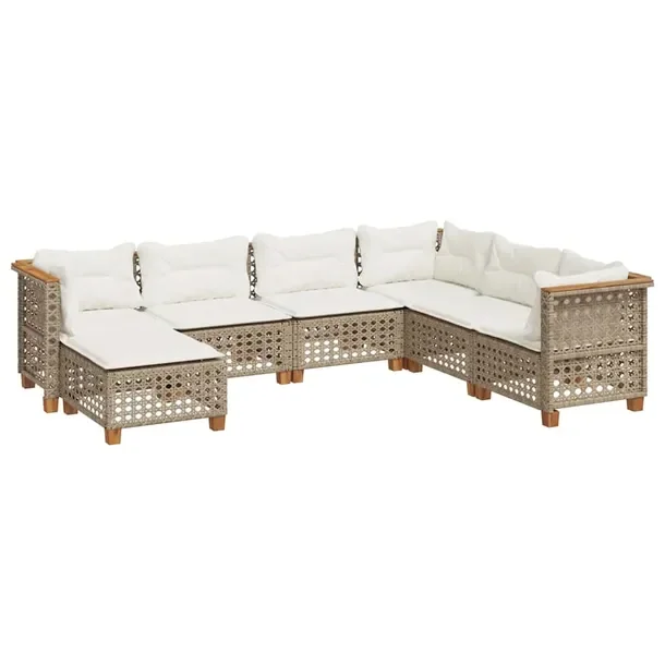 Beżowy zestaw mebli ogrodowych z poduszkami, rattan PE, 63,5 x 63,5 x 62 c