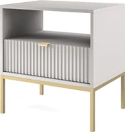 Szafki nocne - DomoHome Elegancka szafka nocna Nova - Design ze złotym uchwytem, Rowkowany front, Praktyczna i nowoczesna, Rozmiar: 54x56x39 cm, Kolor: Szary mat, Metalowe nogi - Kolor: Złoty - miniaturka - grafika 1
