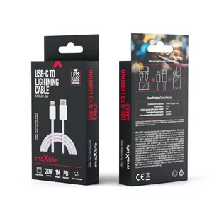 Maxlife Kabel MXUC-06 USB-C - Lightning 1,0 m 20W fioletowy nylonowy - Kable USB - miniaturka - grafika 1