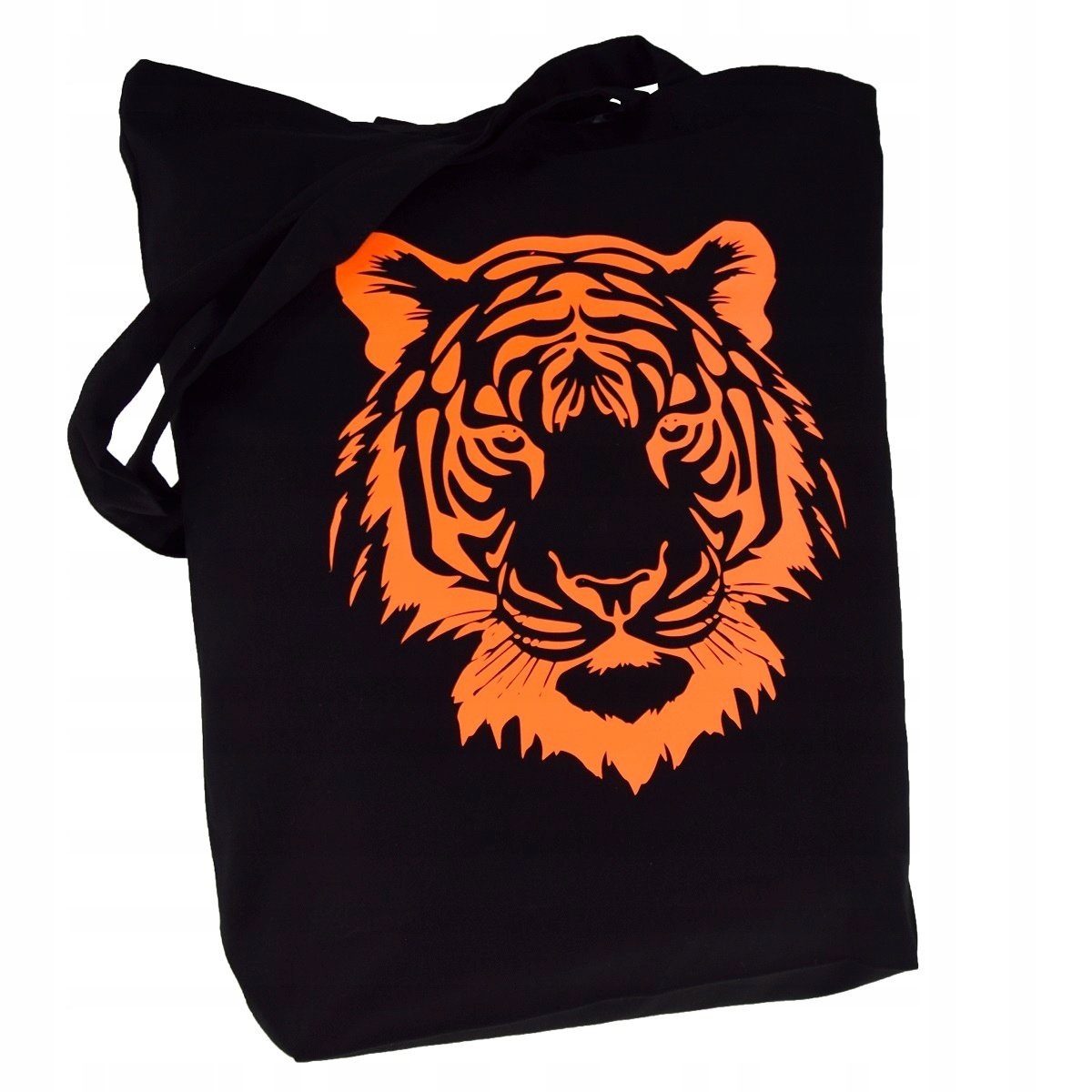 TORBA bawełniana czarna 220g z nadrukiem TYGRYS torebka bawełniana siatka