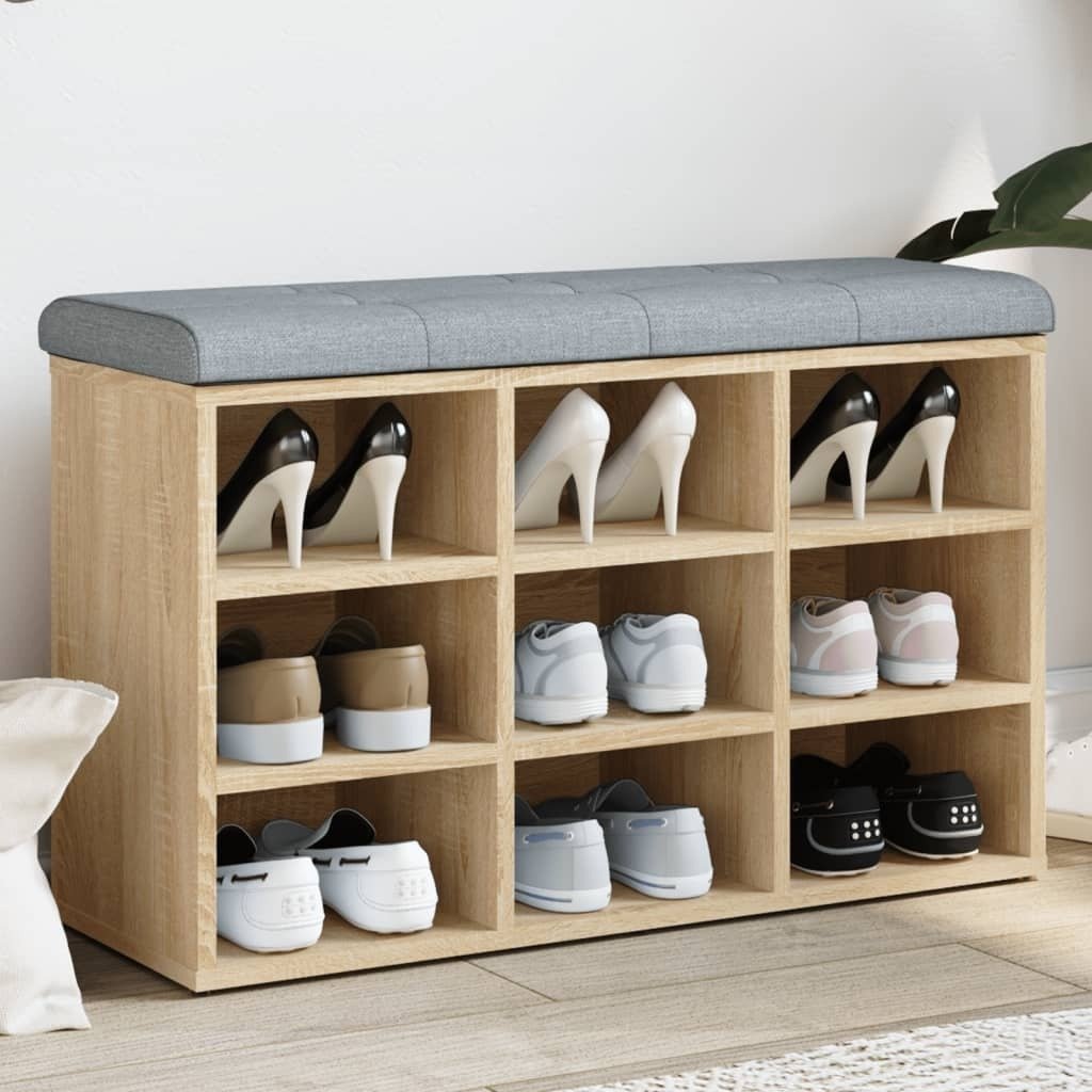 The Living Store Ławka na buty dąb sonoma 82x32x50 cm Materiał drewnopochodny