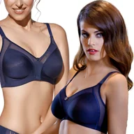 Biustonosze - Biustonosz Gładki Bez Fiszbin Regulowane Ramiączka Wygodny Granatowy 105C - miniaturka - grafika 1