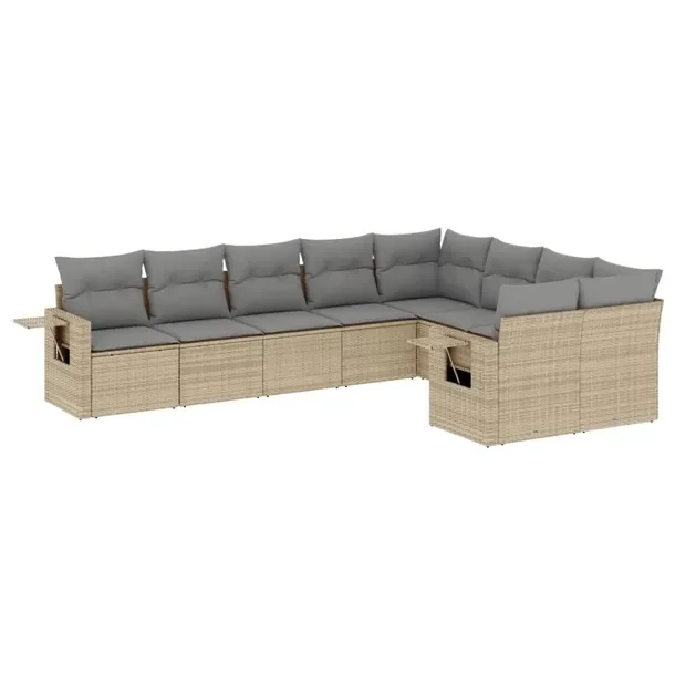 Zestaw mebli ogrodowych modułowych beżowy rattan PE 55x62x69 cm