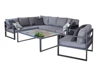 Meble ogrodowe - Meble ogrodowe BRYGIDA narożnik 207x270 + fotel + stolik aluminium - miniaturka - grafika 1