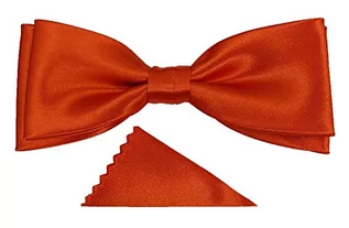 Krawaty i muchy męskie - handy-point Elegancka muszka z chusteczką, dla mężczyzn, uniseks, regulowana z haczykiem, na wesele, bierzmowanie, chrzest, komunię, urodziny, imprezę, 13. Pomarańczowy, jeden rozmiar - grafika 1