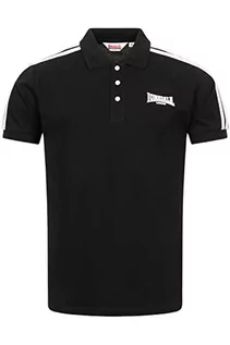 Koszulki męskie - Lonsdale Brochel męska koszulka polo, czarna/biała, rozmiar S, Czarny/biały, S - grafika 1
