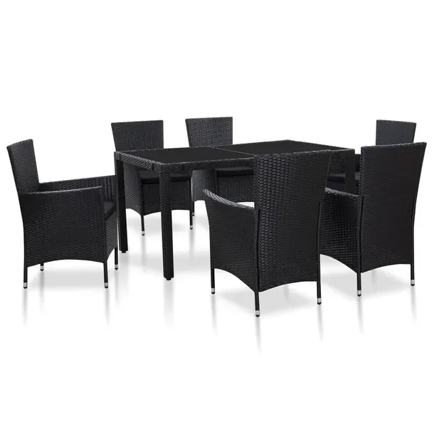 Zestaw Mebli Ogrodowych z Polirattanu Czarny 150x90x75 cm