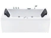 Wanny z hydromasażem - Wanna narożna LED prawa z hydromasażem 183 x 90 cm biała VARADERO - miniaturka - grafika 1