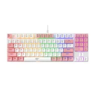 Zestawy myszka + klawiatura - Klawiatura gamingowa HAVIT KB512L PRO (biało różowa) - miniaturka - grafika 1