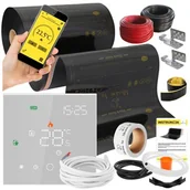 Ogrzewanie podłogowe - Folia grzewcza na podczerwień MISSION AIR 160 W/m2 Black Gold PTC 2m2 (4m x 50cm) + regulator Leo Biały Wi-Fi | Bezpłatny transport - miniaturka - grafika 1