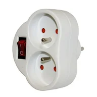 Przedłużacze i rozgałęźniki - Rozgałęźnik podwójny z uziemieniem + łącznik 16 A - miniaturka - grafika 1