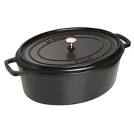 Garnki - Staub Cocotte owalny garnek żeliwny z pokrywką (pojemność 4,25 l, nadaje się do stosowania na płycie indukcyjnej, wnętrze pokryte czarną, matową emalią), czarny, 29 cm FBA_1102925 - miniaturka - grafika 1